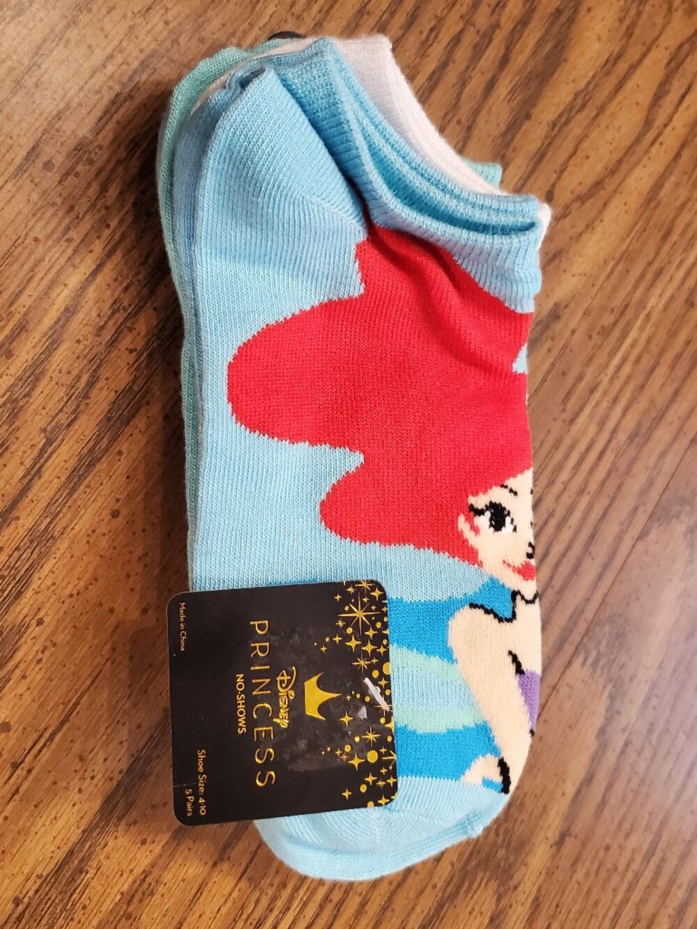 BNWT Disney Little Mermaid Women's No Show Socks -5 pair
